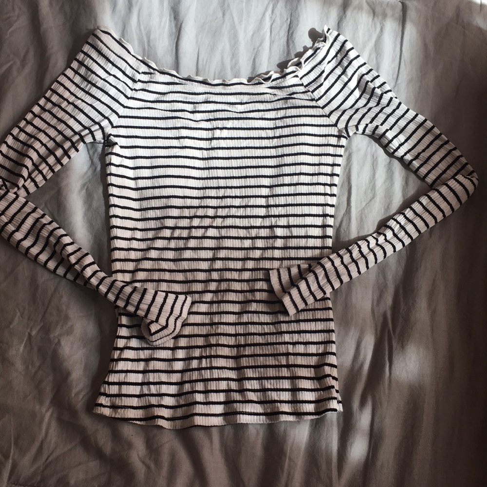 Of the shoulder striped longsleeve